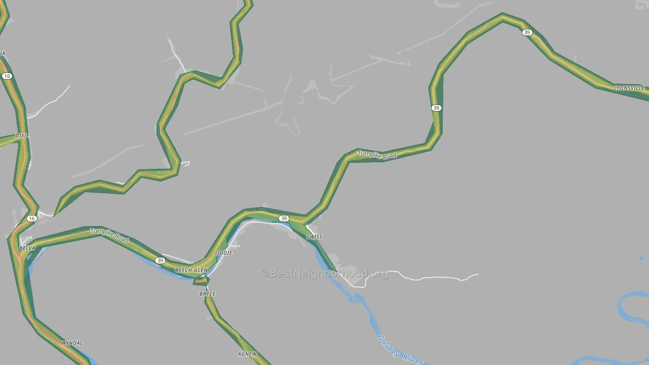 Swiss, WV Map of Noise Levels in Swiss