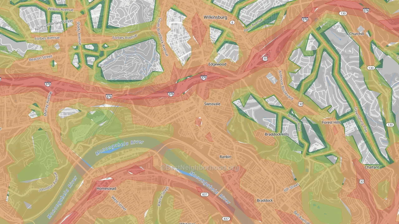 Swissvale, PA Map of Noise Levels in Swissvale