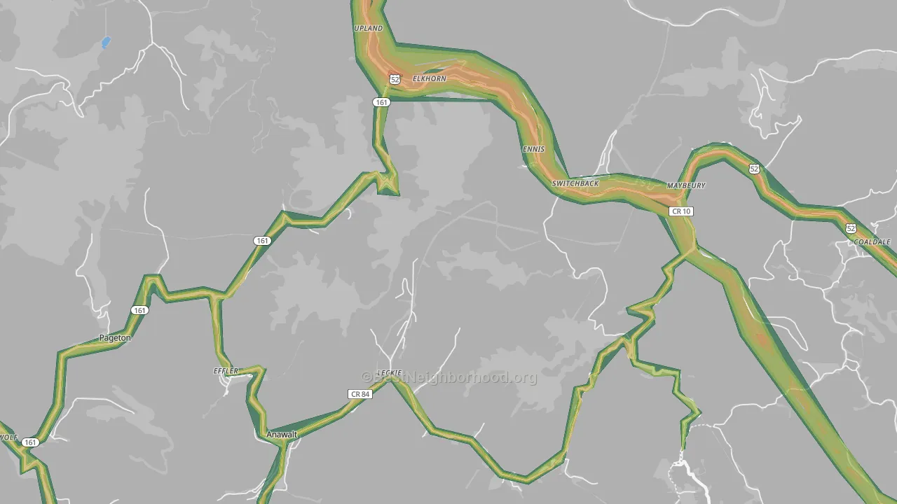 Switchback, WV Map of Noise Levels in Switchback