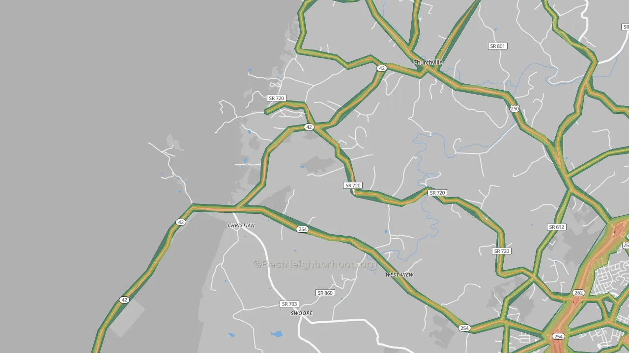 Swoope, VA Map of Noise Levels in Swoope