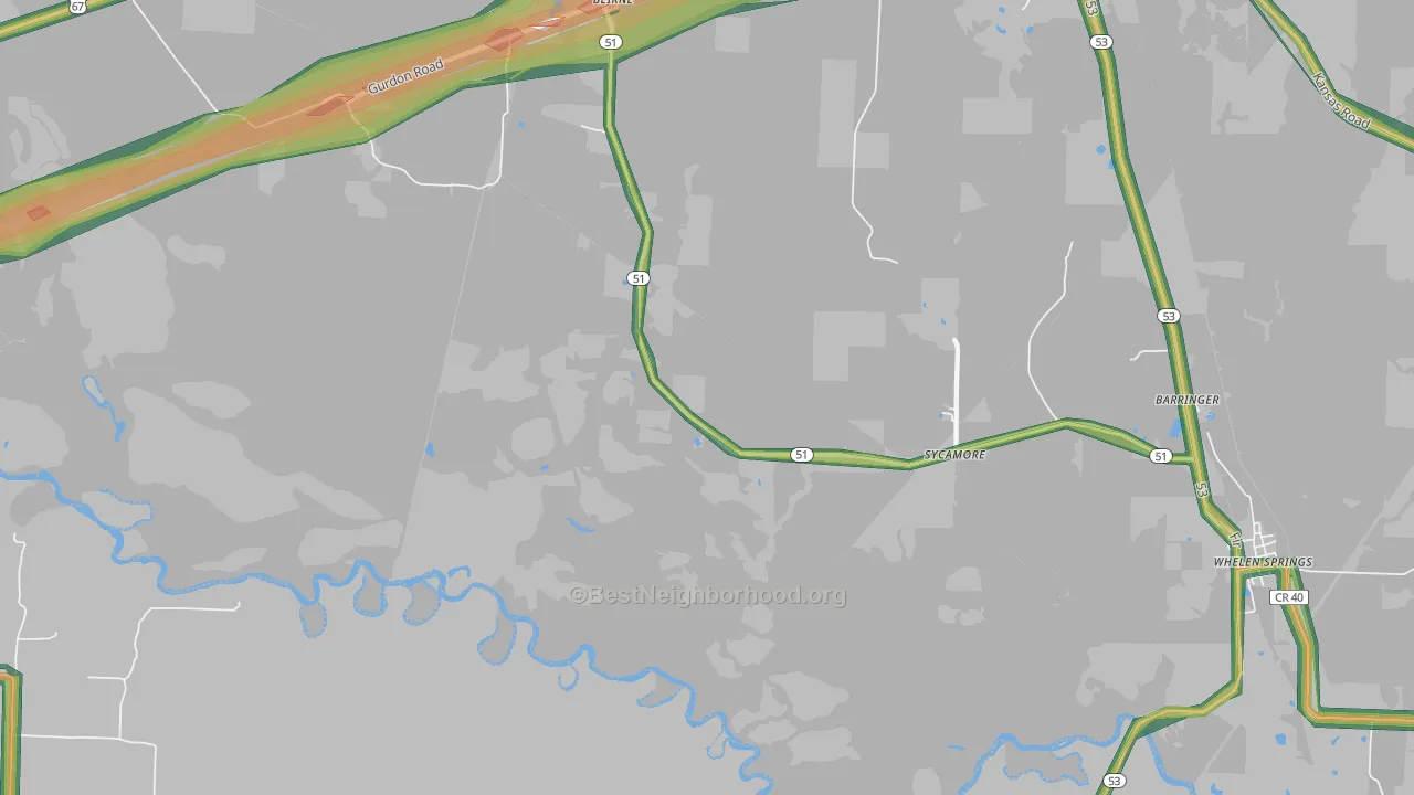 Sycamore, AR Map of Noise Levels in Sycamore