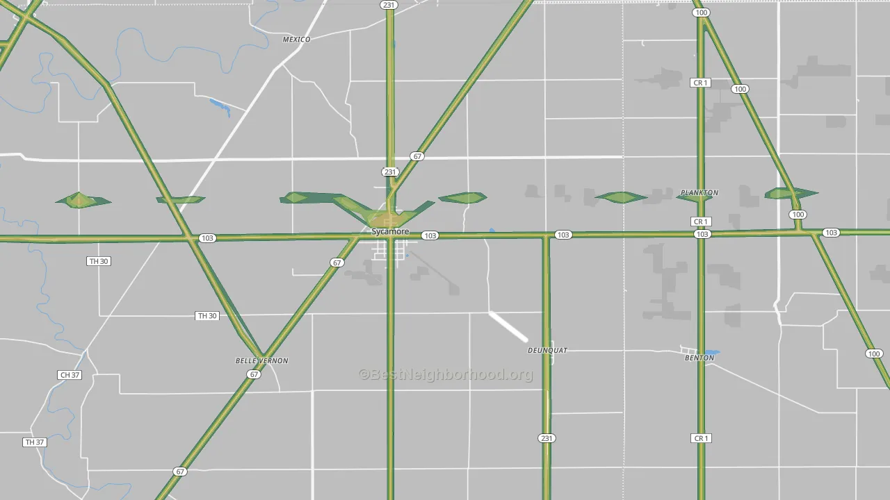 Sycamore, OH Map of Noise Levels in Sycamore