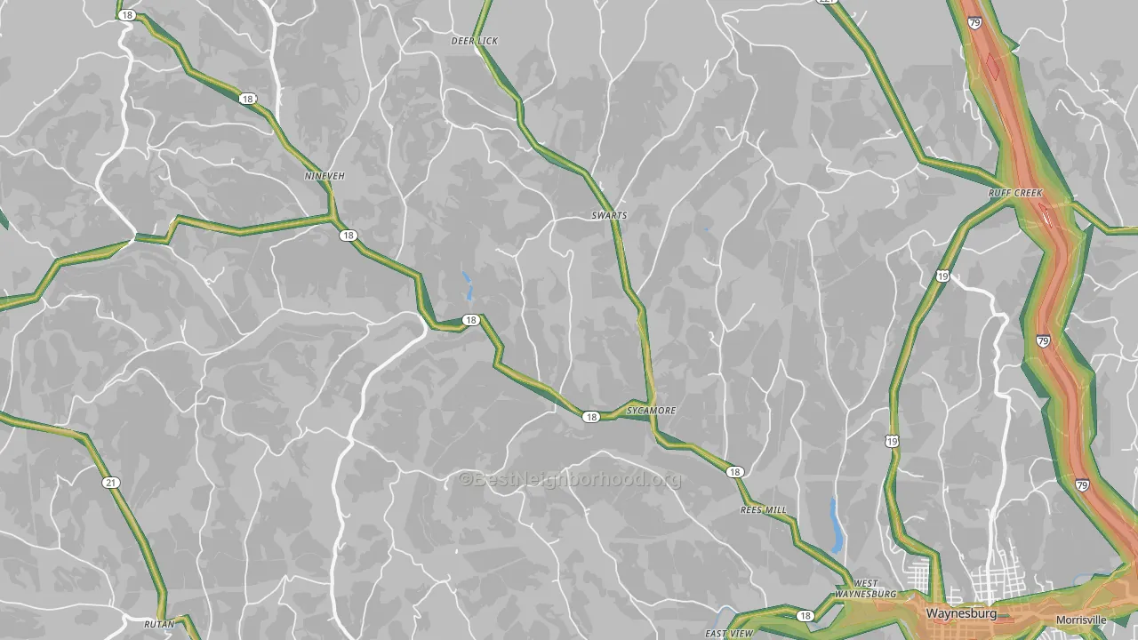 Sycamore, PA Map of Noise Levels in Sycamore