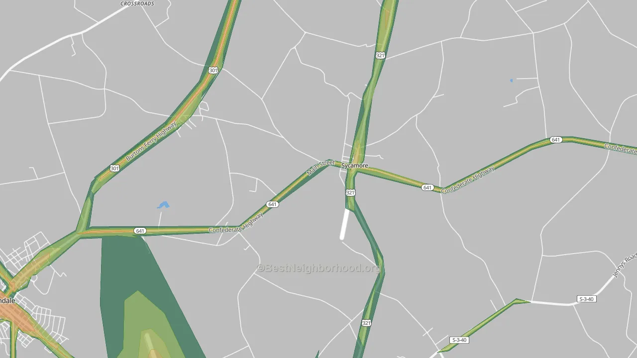 Sycamore, SC Map of Noise Levels in Sycamore