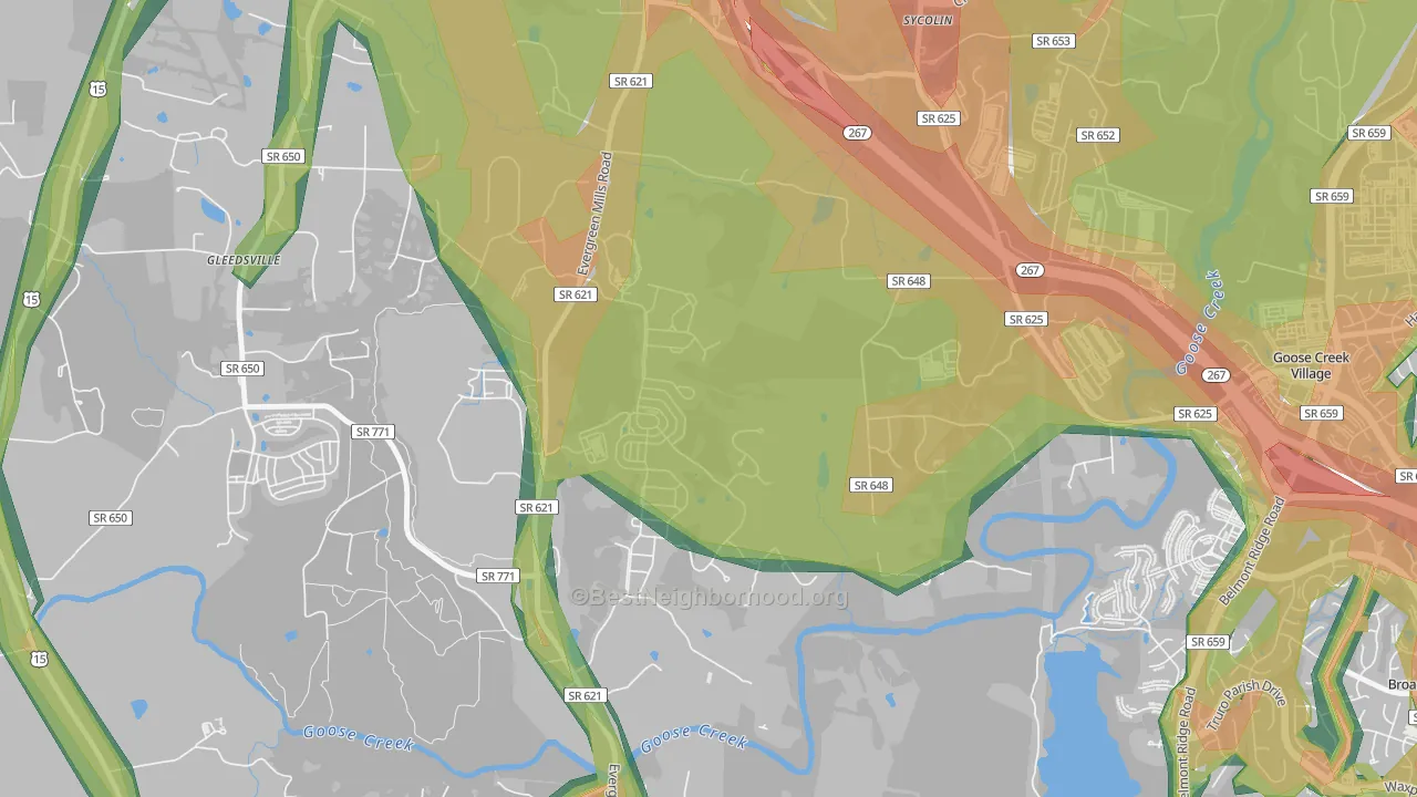 Sycolin, VA Map of Noise Levels in Sycolin