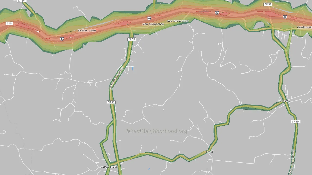 Sykes, TN Map of Noise Levels in Sykes