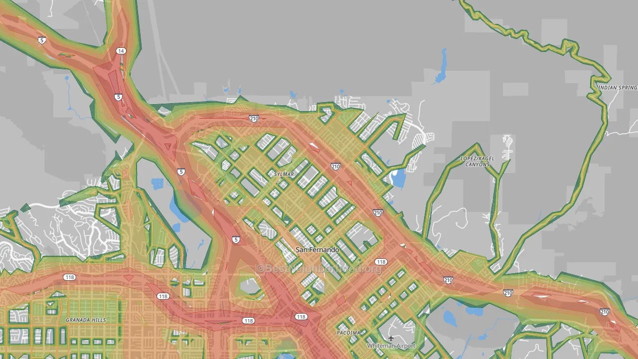 Sylmar, CA Map of Noise Levels in Sylmar