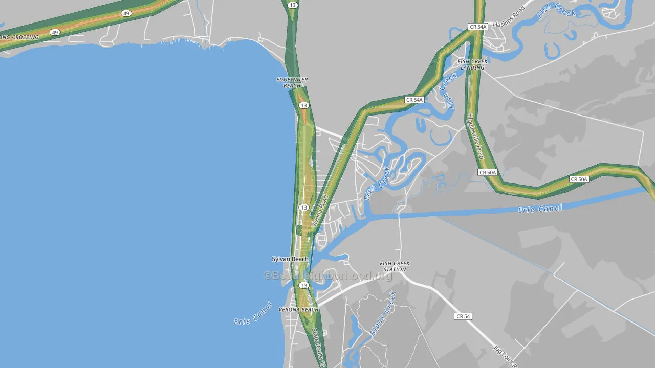 Sylvan Beach, NY Map of Noise Levels in Sylvan Beach