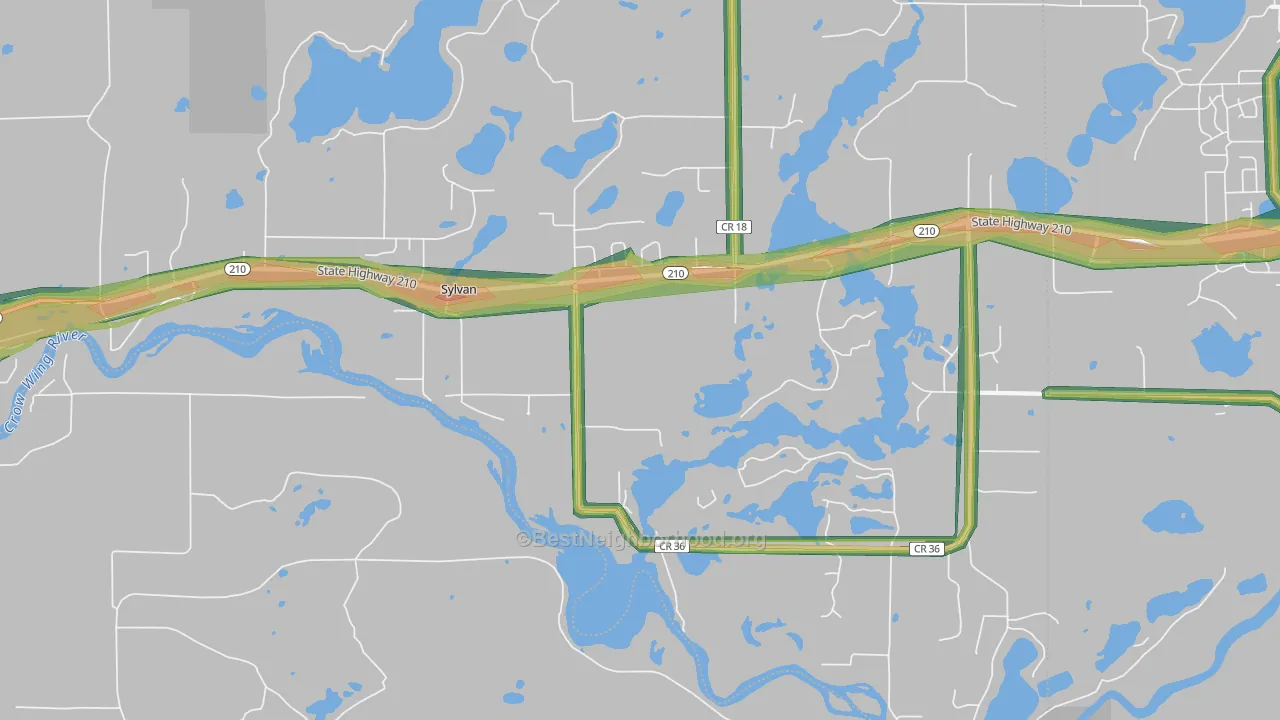 Sylvan, MN Map of Noise Levels in Sylvan