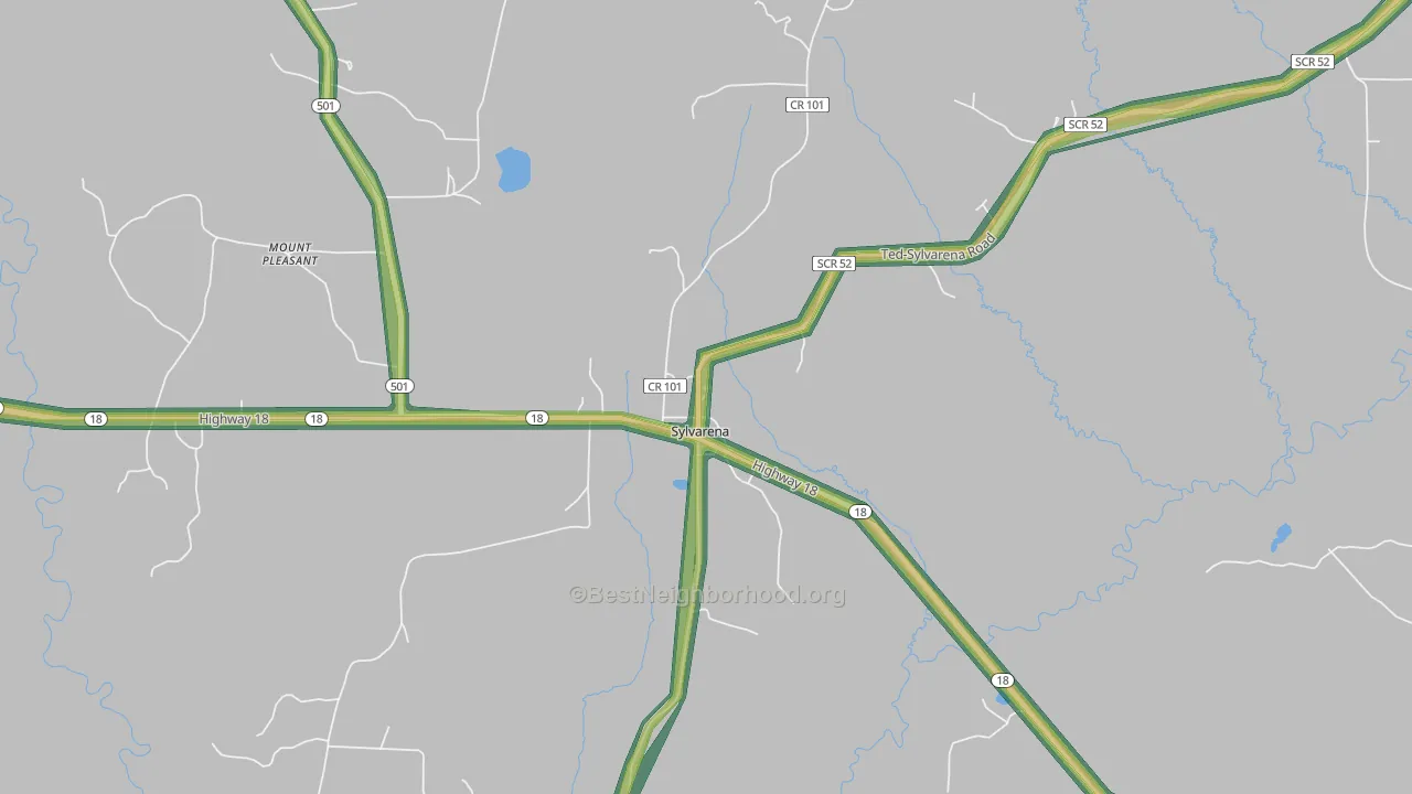 Sylvarena, MS Map of Noise Levels in Sylvarena