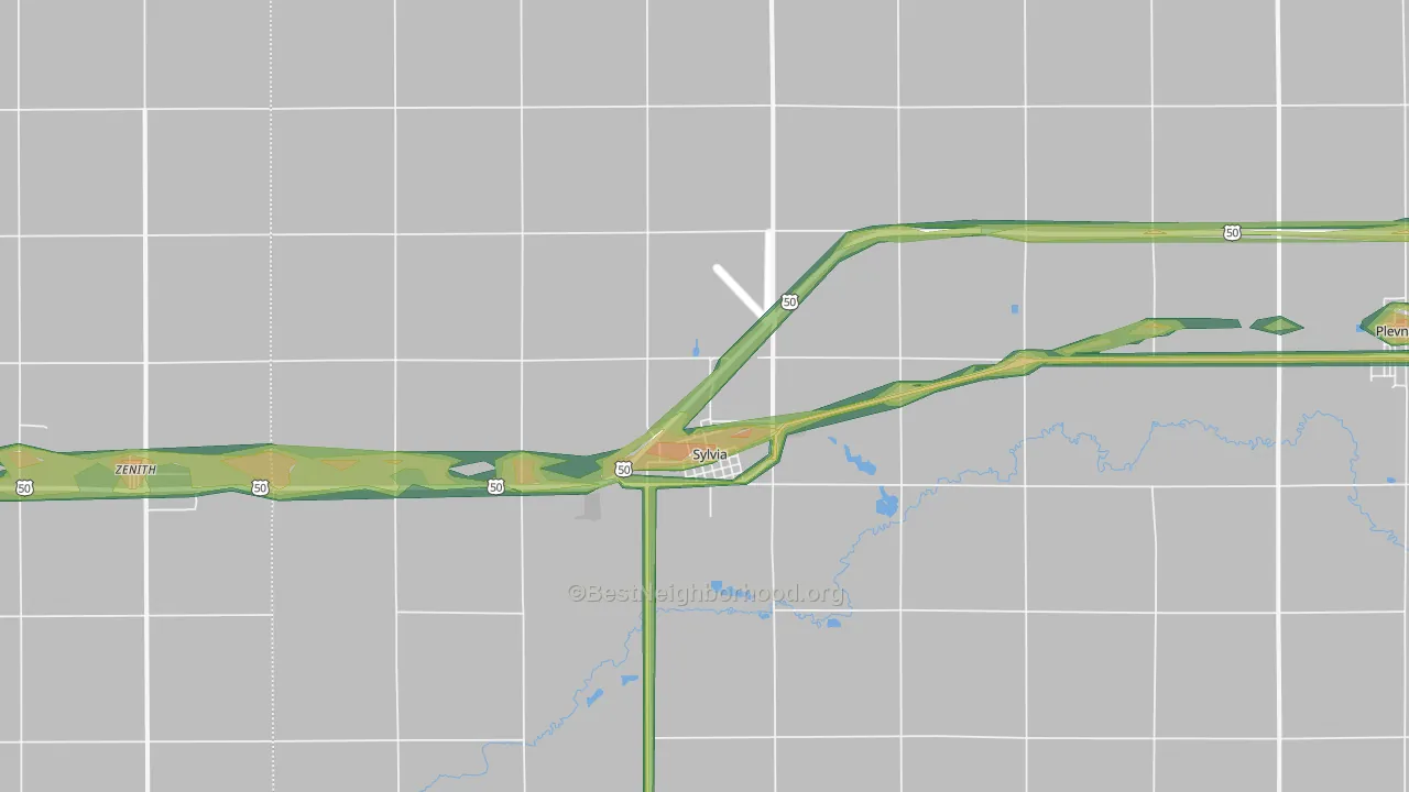 Sylvia, KS Map of Noise Levels in Sylvia
