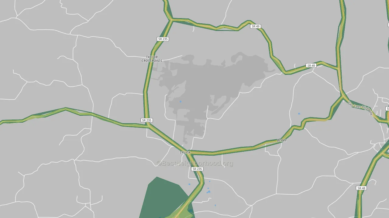 Sylvia, TN Map of Noise Levels in Sylvia