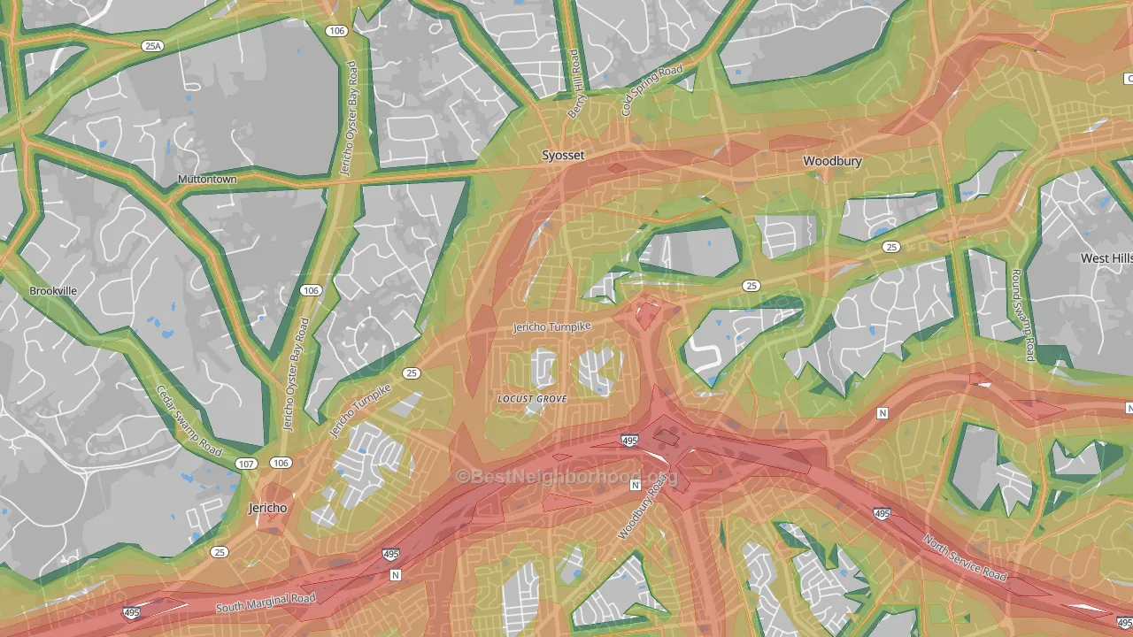 Syosset, NY Map of Noise Levels in Syosset