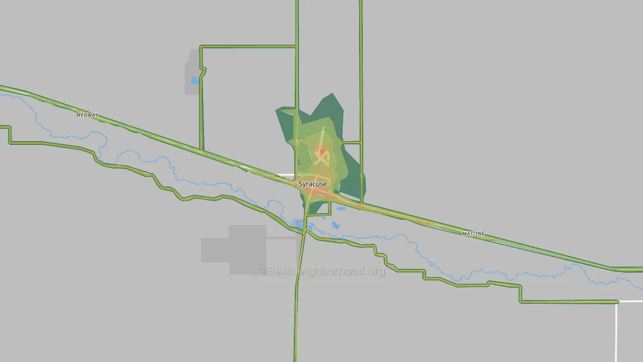 Syracuse, KS Map of Noise Levels in Syracuse