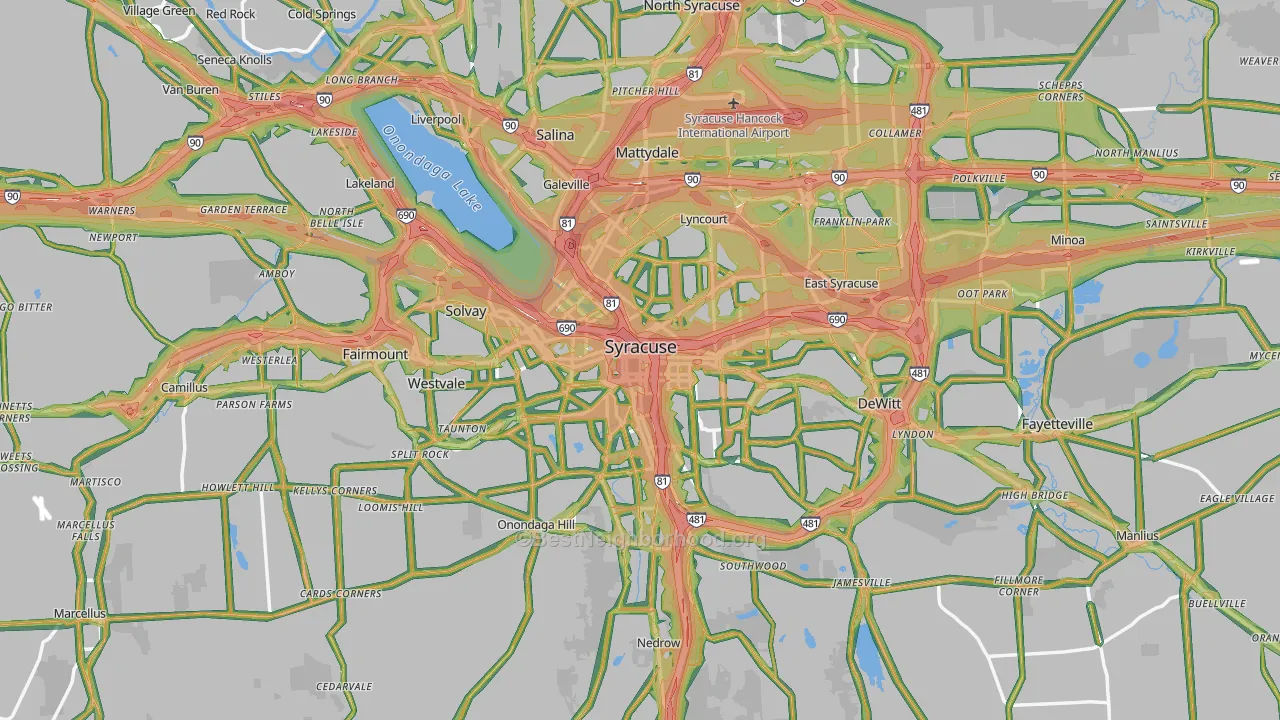 Syracuse, NY Map of Noise Levels in Syracuse