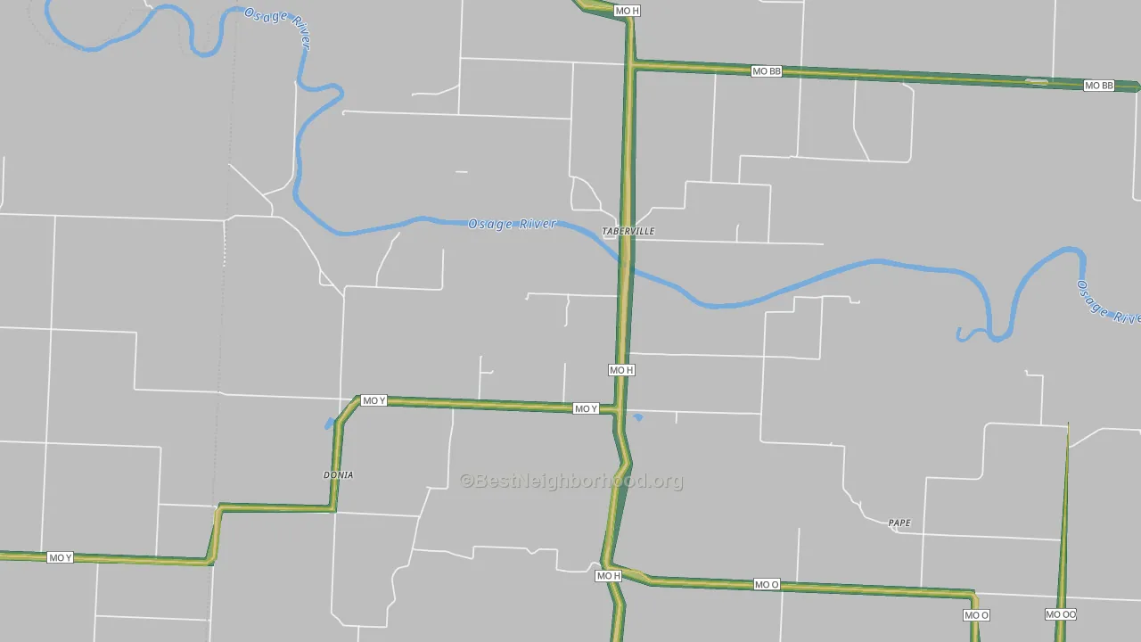 Taberville, MO Map of Noise Levels in Taberville