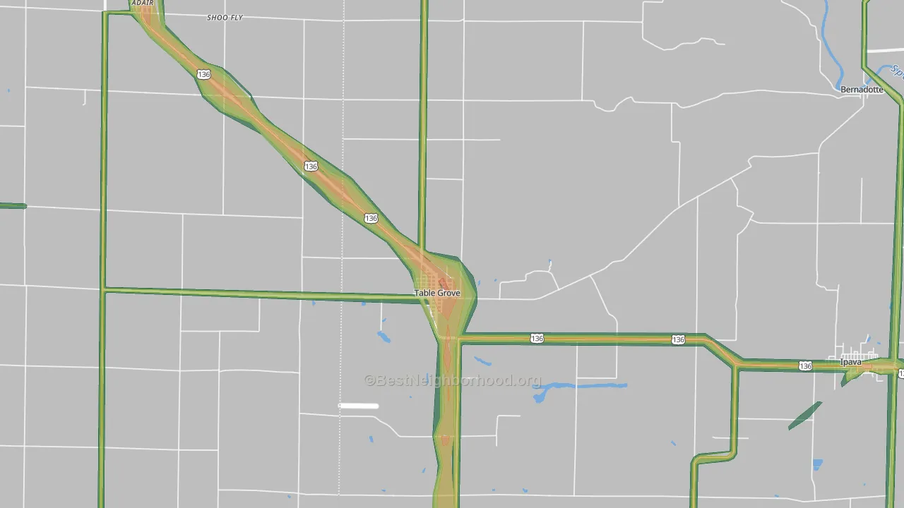 Table Grove, IL Map of Noise Levels in Table Grove