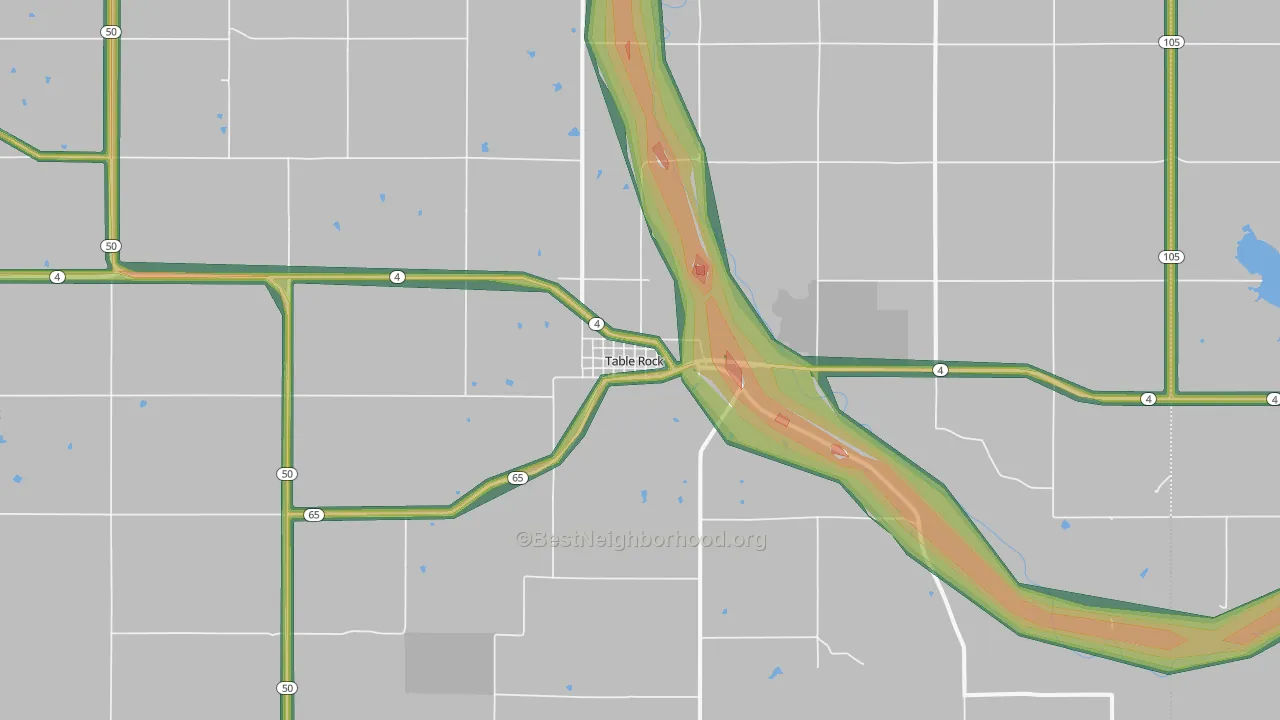 Table Rock, NE Map of Noise Levels in Table Rock