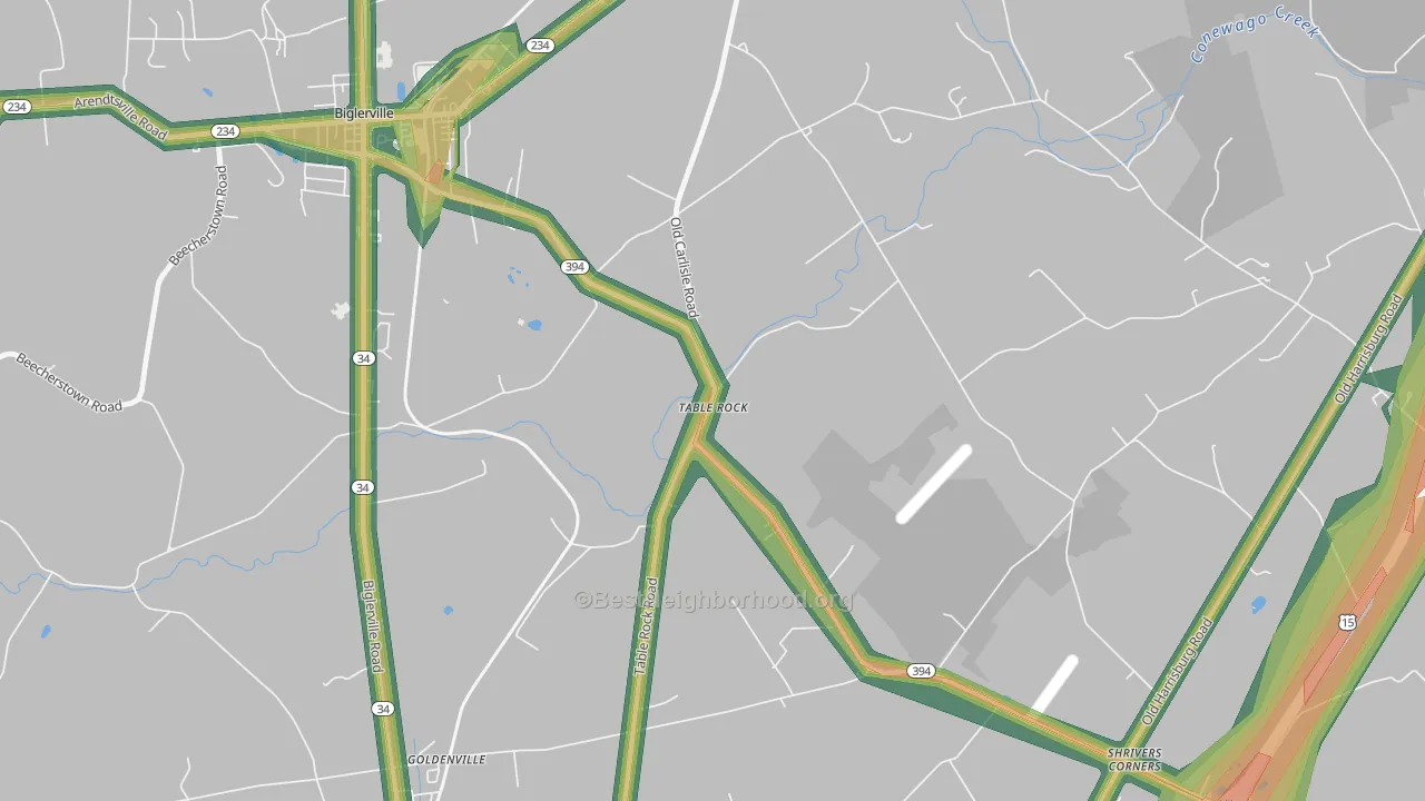 Table Rock, PA Map of Noise Levels in Table Rock