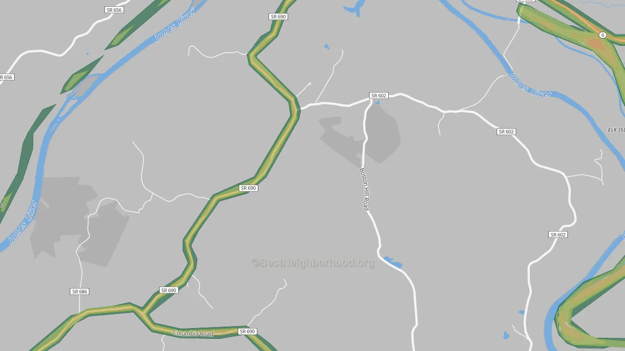 Tabscott, VA Map of Noise Levels in Tabscott