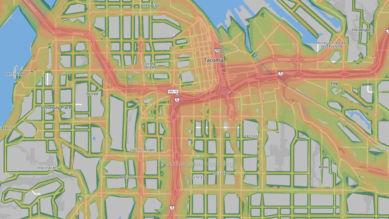 Tacoma, WA Map of Noise Levels in Tacoma