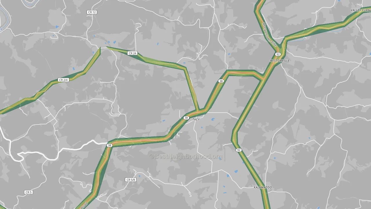 Tacy, WV Map of Noise Levels in Tacy