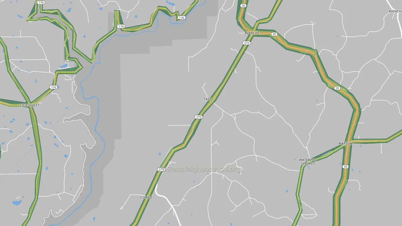 Taff, AL Map of Noise Levels in Taff