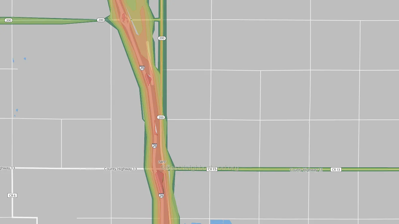 Taft, ND Map of Noise Levels in Taft