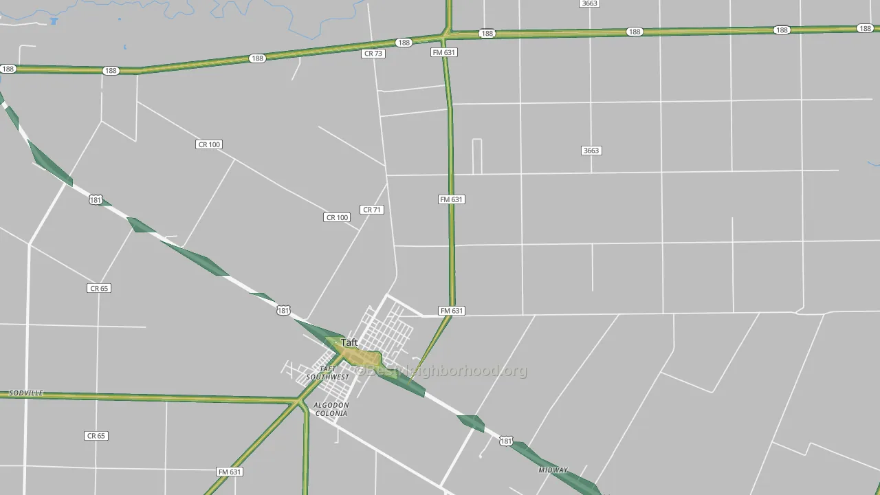 Taft Southwest, TX Map of Noise Levels in Taft Southwest