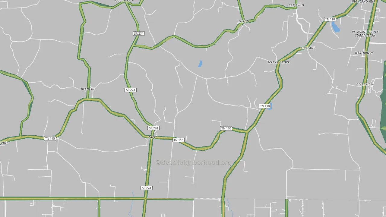 Taft, TN Map of Noise Levels in Taft