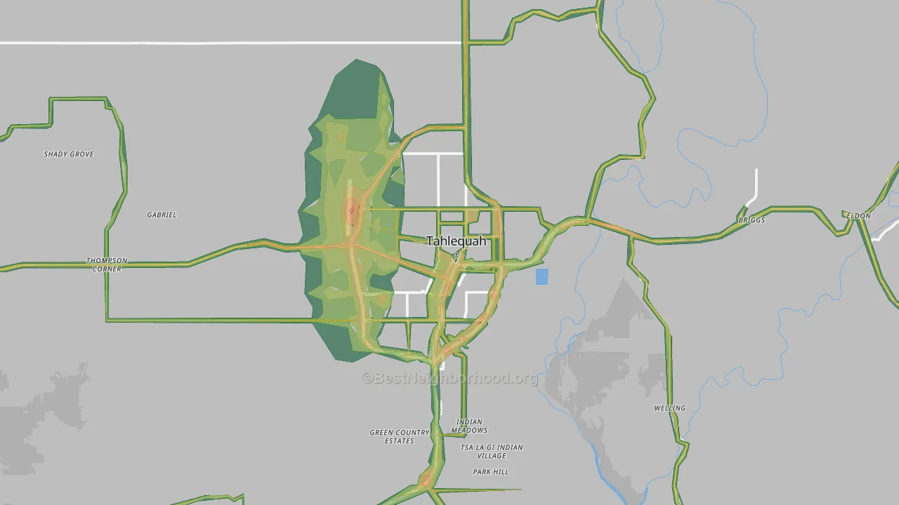 Tahlequah, OK Map of Noise Levels in Tahlequah