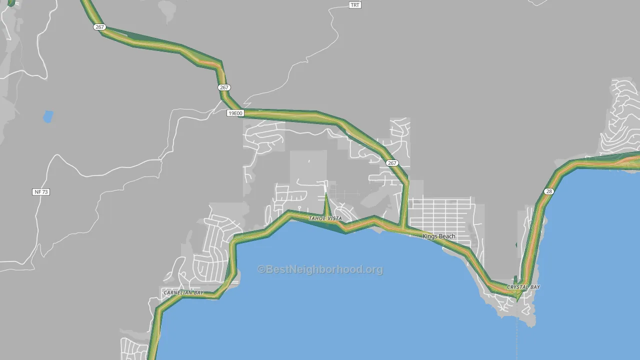 Tahoe Vista, CA Map of Noise Levels in Tahoe Vista