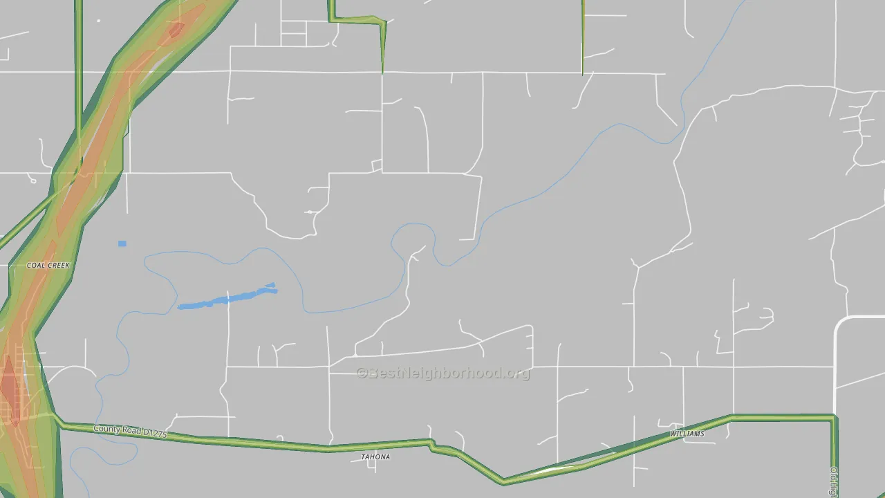 Tahona, OK Map of Noise Levels in Tahona