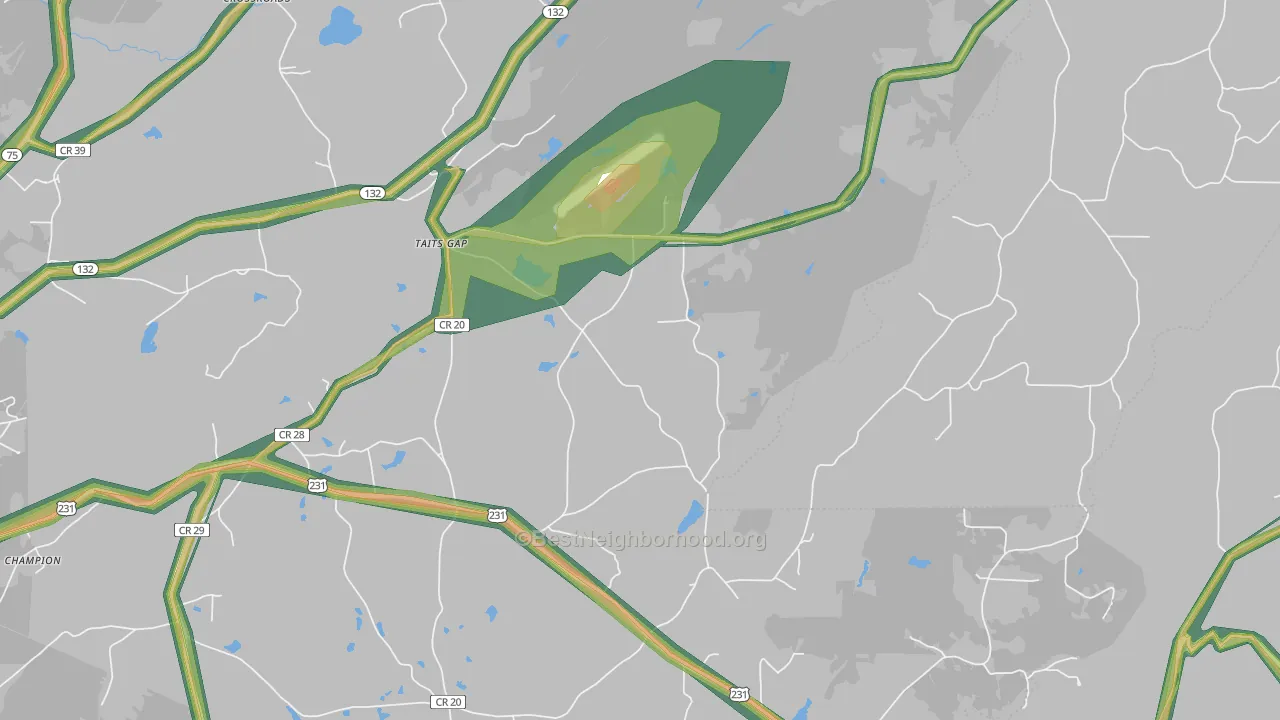 Taits Gap, AL Map of Noise Levels in Taits Gap