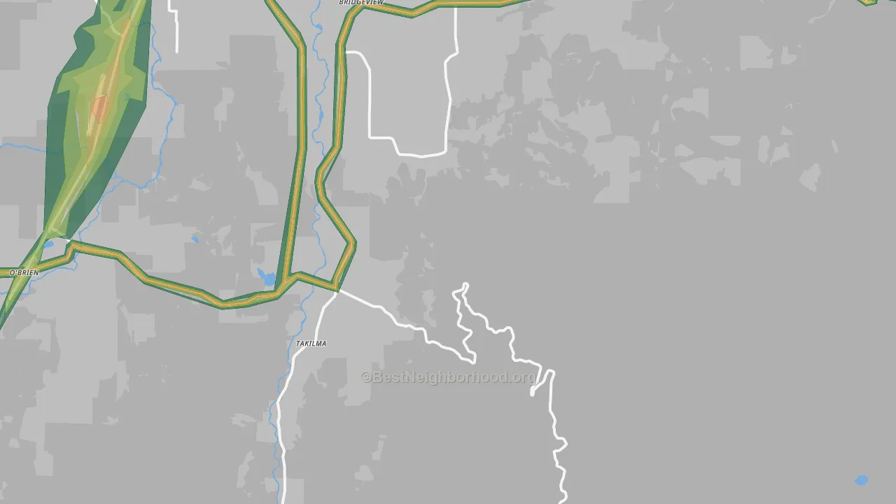 Takilma, OR Map of Noise Levels in Takilma
