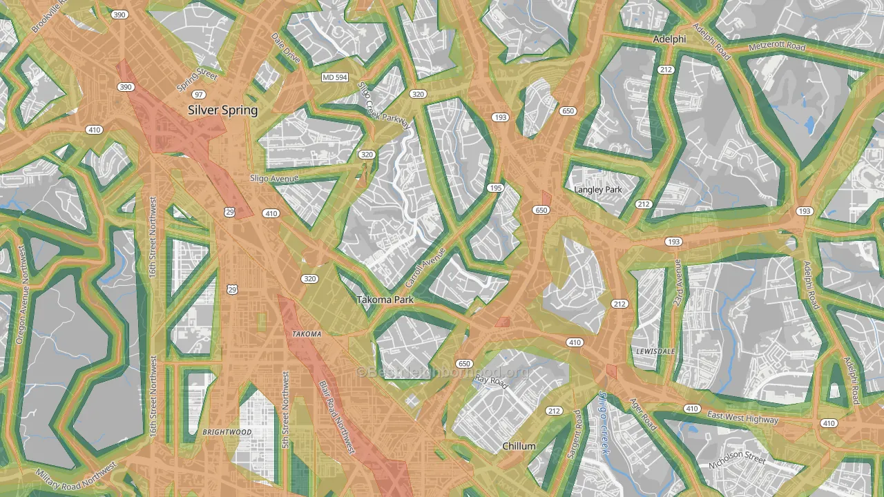 Takoma Park, MD Map of Noise Levels in Takoma Park