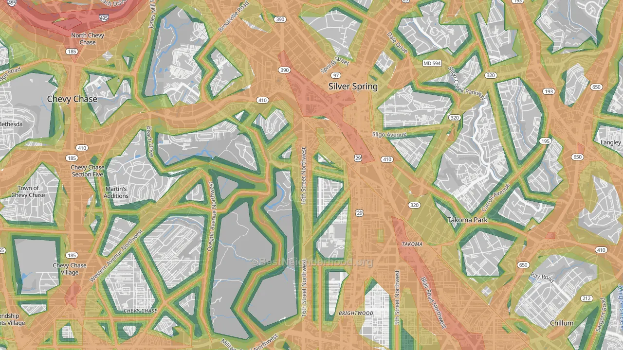 Takoma Park, Washington, DC Map of Noise Levels in Takoma Park