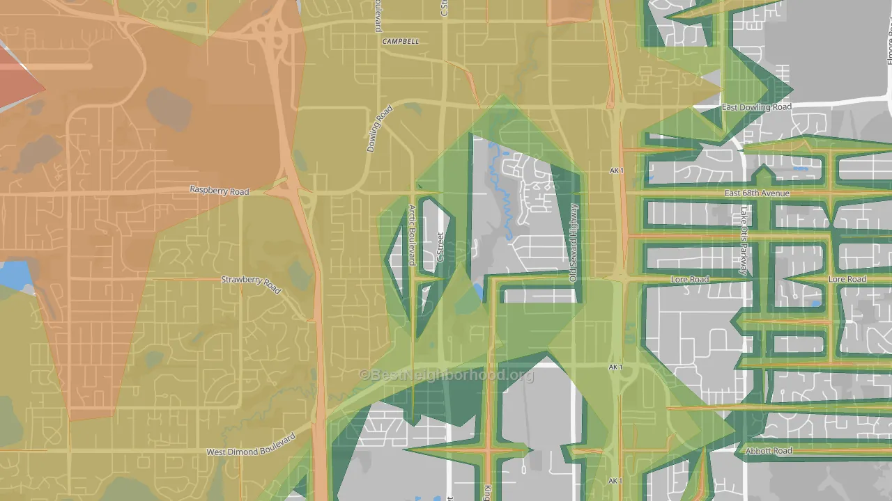 Taku-Campbell, Anchorage, AK Map of Noise Levels in Taku-Campbell