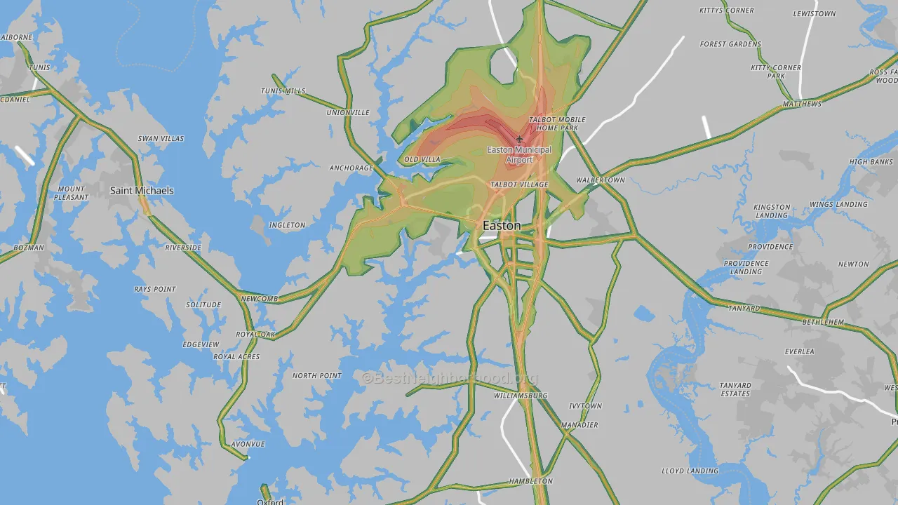 Talbot County, MD Map of Noise Levels in Talbot County