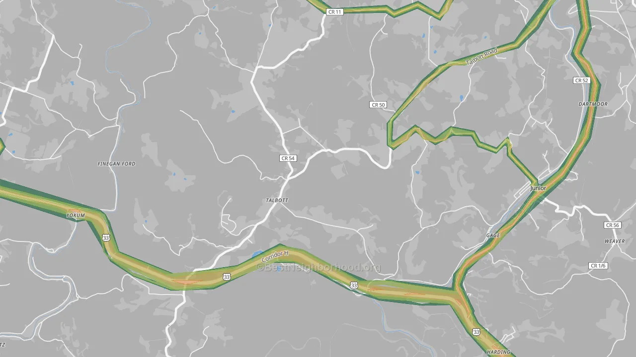 Talbott, WV Map of Noise Levels in Talbott