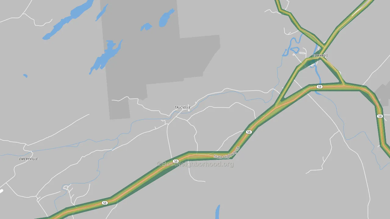 Talcville, NY Map of Noise Levels in Talcville
