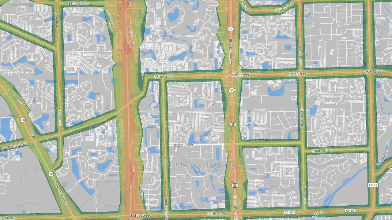 Tall Grass, Naperville, IL Map of Noise Levels in Tall Grass