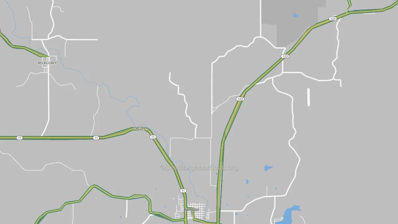 Tallant, OK Map of Noise Levels in Tallant