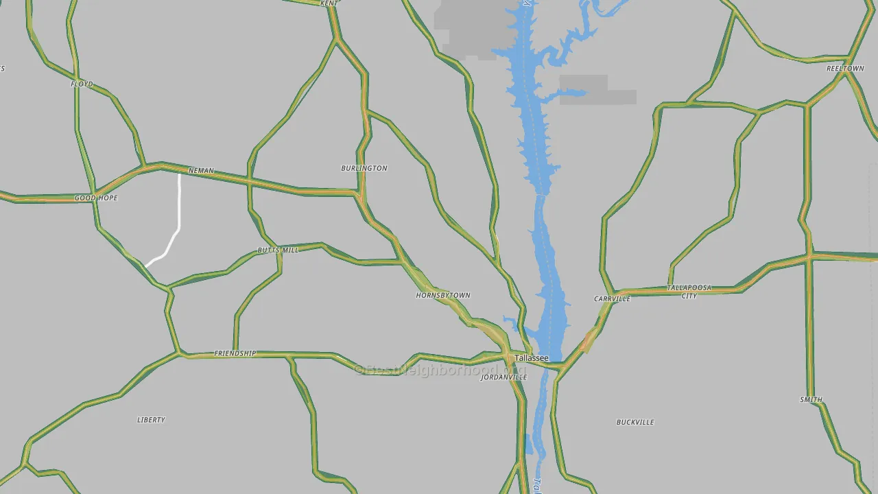 Tallassee, AL Map of Noise Levels in Tallassee