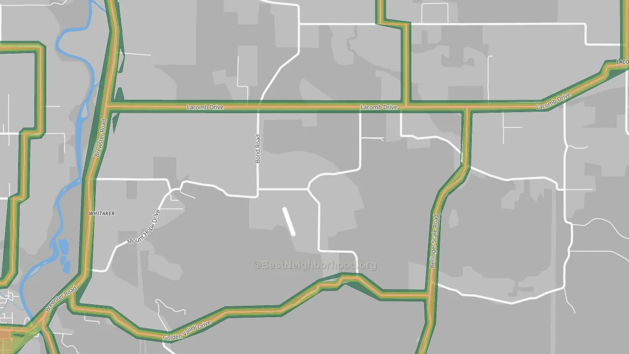 Tallman, OR Map of Noise Levels in Tallman