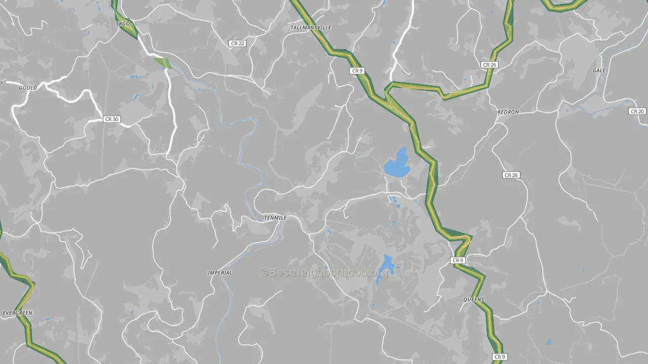 Tallmansville, WV Map of Noise Levels in Tallmansville