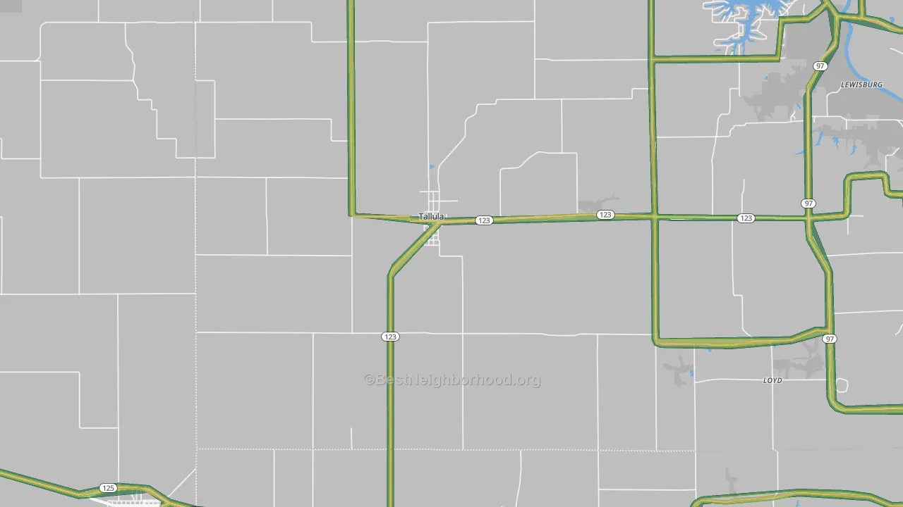 Tallula, IL Map of Noise Levels in Tallula