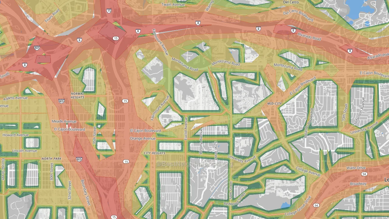 Talmadge, San Diego, CA Map of Noise Levels in Talmadge