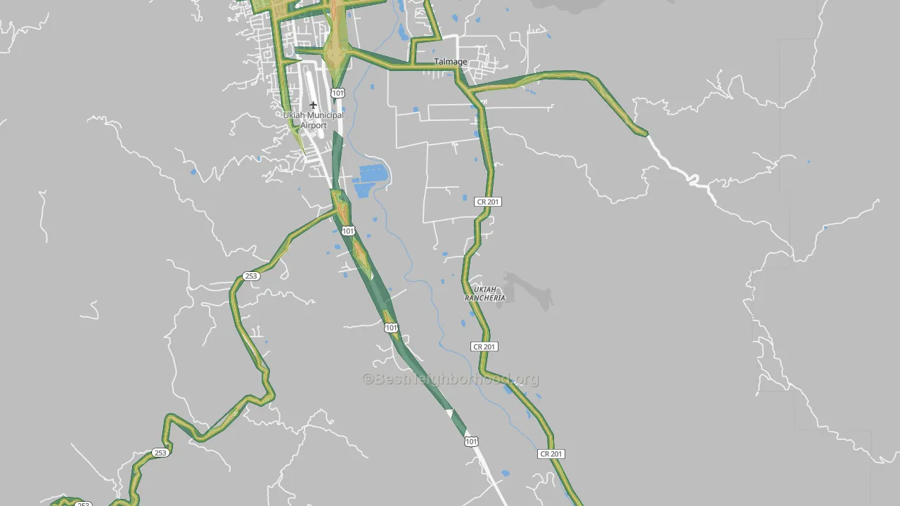Talmage, CA Map of Noise Levels in Talmage