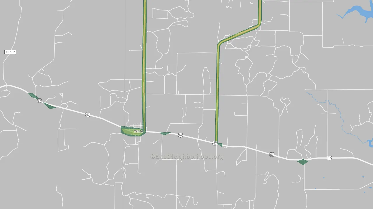 Talpa, TX Map of Noise Levels in Talpa